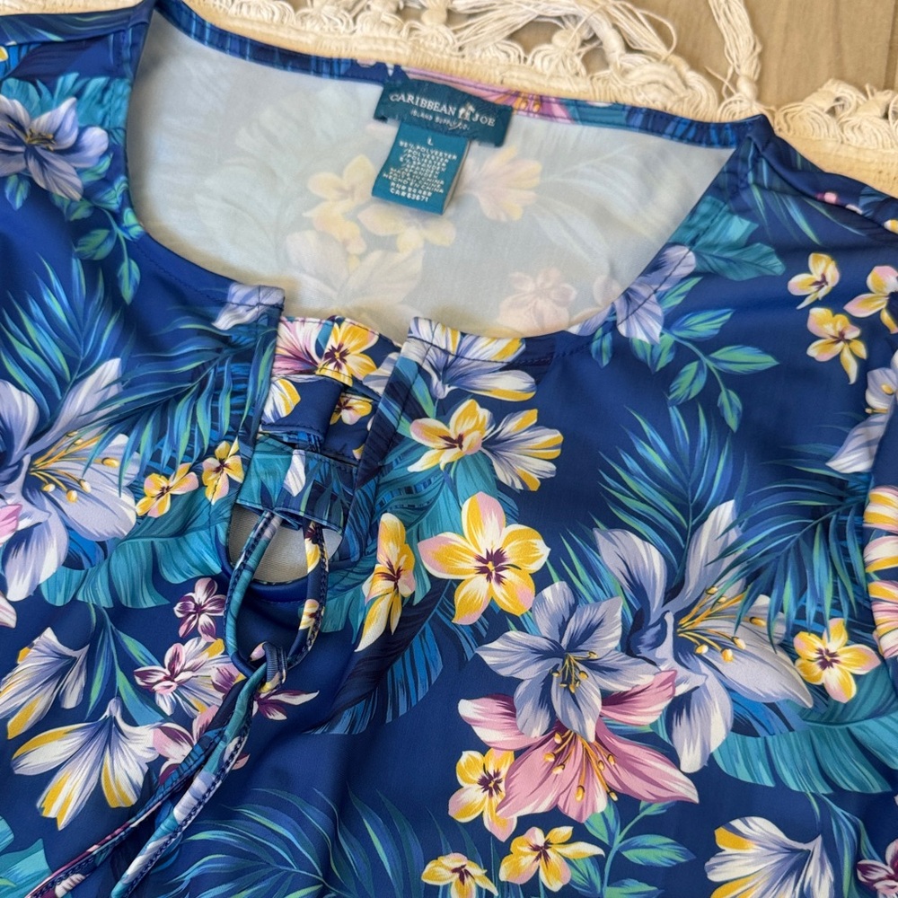 Caribbean Joe Tropical Floral Women's tunic printed dress - Picture 3 of 5